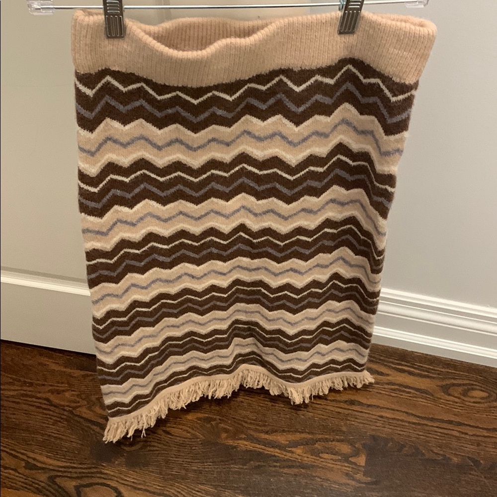 Cider Brown Tan Ribbed Ruffled Skirt